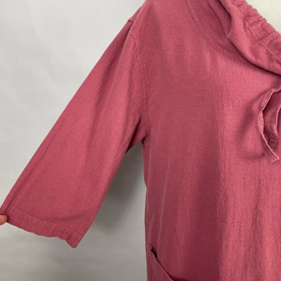 Soft Surroundings | Dark Pink Gypsy Gauze Cotton Pullover Cowl Neck Tunic Top - Picture 4 of 8